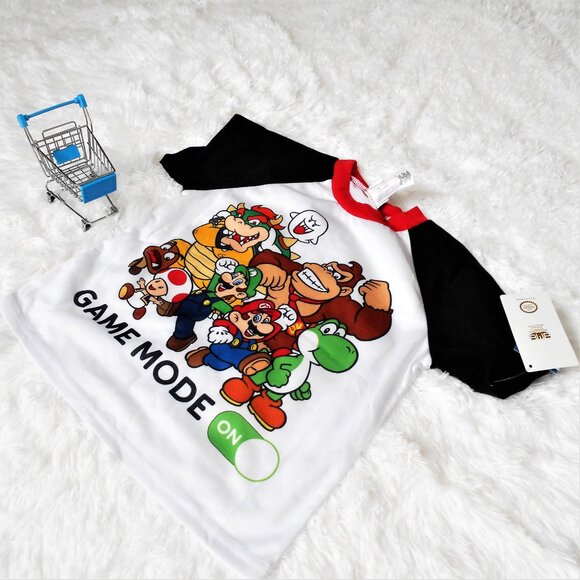 Super Mario Brothers Game Mode On Pajama Set Boys 8 Nintendo - Picture 3 of 7